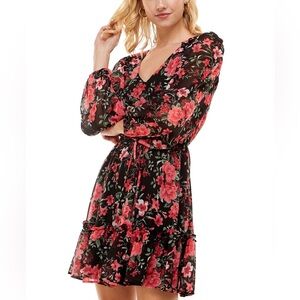 Sheer Long Sleeve Floral Dress